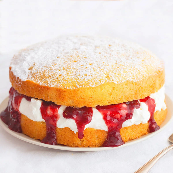 Strawberry Rhubarb Victoria Sponge Cake