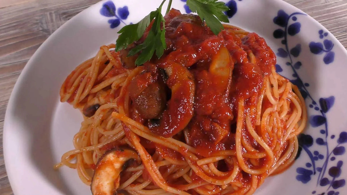 Kuze Fuku Mushroom Spaghetti with Kuze Fuku & Sons Tomato Sauce