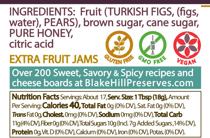 Blake Hill Caramelized Fig with Pear & Honey 10.8oz nutrition facts