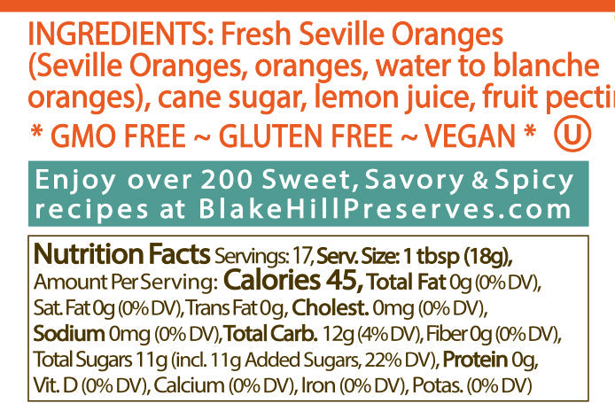 Seville Orange Marmalade nutrition facts