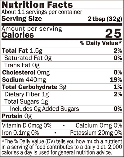 Nutrition for Kuze Fuku Spicy Onion Garlic Umami Sauce 13 oz (365.8g)