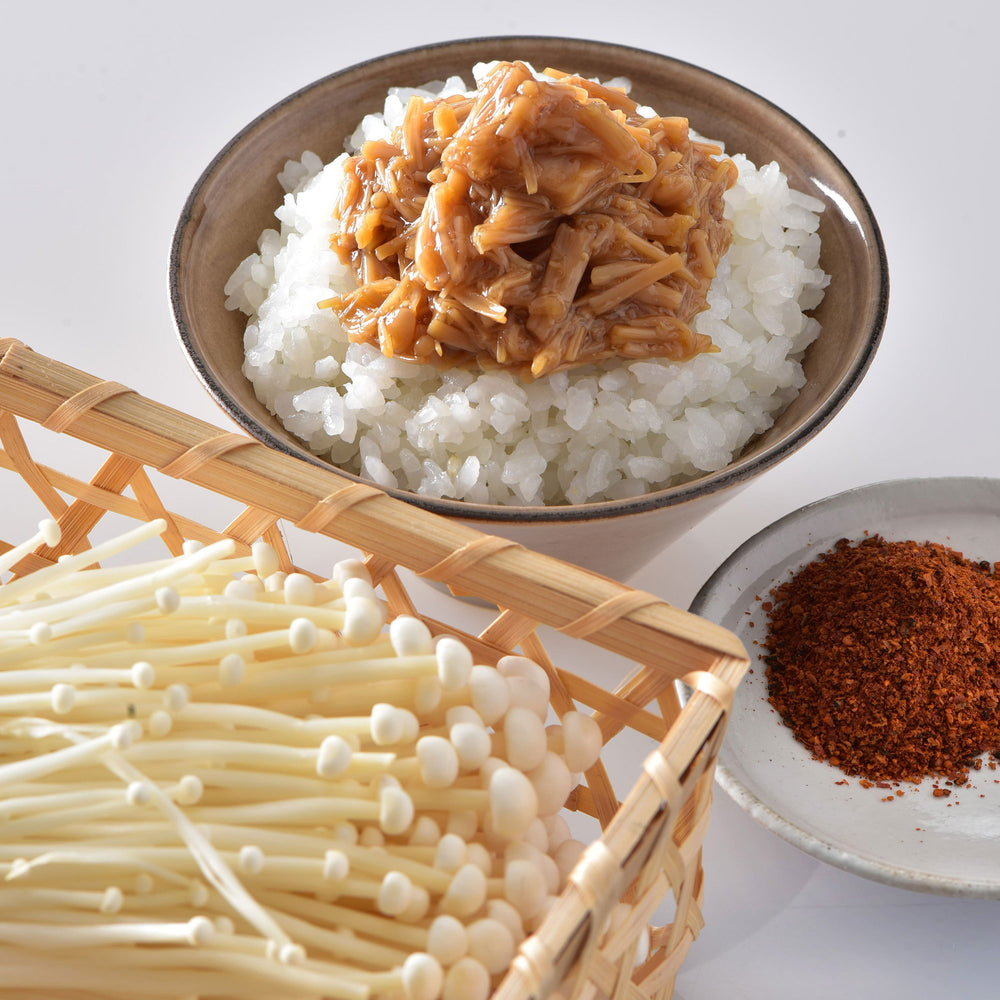 
                  
                    ENOKI MUSHROOMS WITH SEVEN JAPANESE SPICES
                  
                